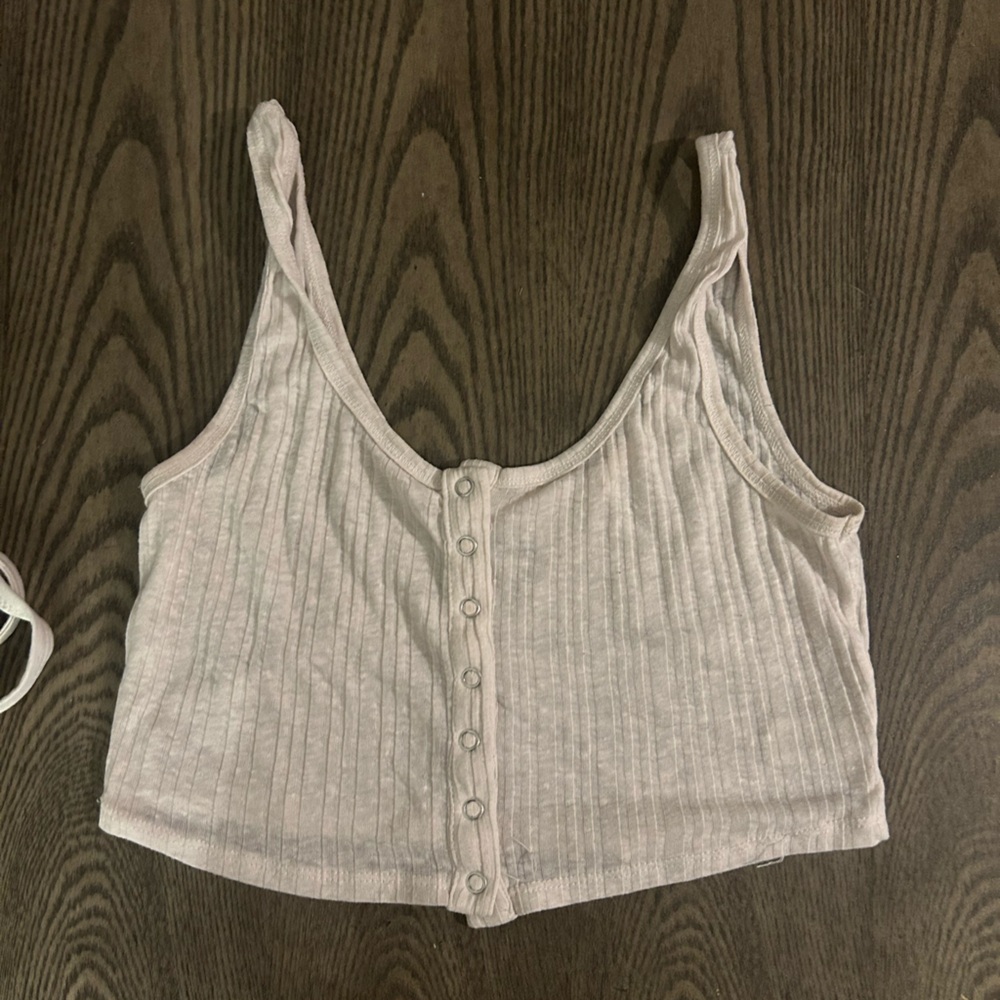 Cropped, Ribbed Button-Up Tank Top